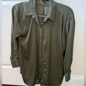 Banana Republic Olive Green Oversized Silky Blouse